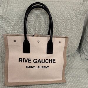 Saint Laurent Rive Gauche Tote in Cream and Black